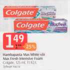 Hambapasta Max White või Max Fresh Intensive Foam