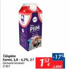 Allahindlus - Täispiim Farmi, 3,8 - 4,2%, 2 l