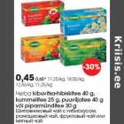 Allahindlus - Herba kibuvitsa-hibiskitee 40 g,
kummelitee 25 g, puuviljatee 40 g
või piparmünditee 30 g