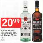 Allahindlus - Rumm Bacardi
Carta Negra 40%
või Blanca 37,5%
1 L