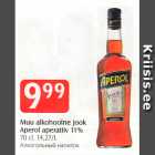 Muu alkohoolne jook
Aperol aperatiiv 11%
70 cl, 14,27/L