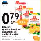 Jõhvika-granaatõunajook, õunamahl või apelsininektar