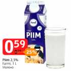 Allahindlus - Piim 2,5%
Farmi, 1 L