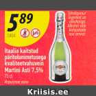 Itaalia kaitstud
päritolunimetusega
kvaliteetvahuvein
Martini Asti 