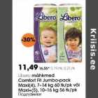 Libеrо mähkmed
Comfort Fit Jumbo-pack
Maxi(4), 7-I4 kg 60 tk/pk või
Maxi+(5), 10-16 kg 56 tk/pk