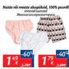 Naiste või meeste aluspüksid, 100% puuvill