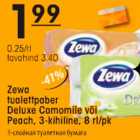 Zewa lualettpaber Deluxe Camomile või Peach, 3-kihiline, 8rl/pk