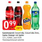 Allahindlus - Karastusjook Coca-Cola, Coca-Cola Zero,
Fanta Orange või Sprite