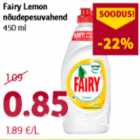 Fairy Lemon nõudepesuvahend 450 ml