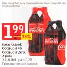 Karastusjook Coca-Cola või Coca-Cola Zero, 2-pakk, 3 L