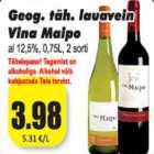 Geog.täh.lauavein Vina Maipo al 12,5%, 0,75L, 2 sorti