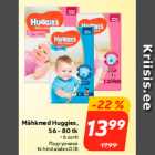 Allahindlus - Mähkmed Huggies,
56 - 80 tk
