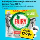 Nõudepesumasina kapslid Platinum
Lemon, Fairy, 125 tk
