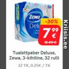 Туалетная бумага Deluxe,
Zewa, 3 слоя, 32 рулона *