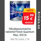 Allahindlus - Nõudepesumasina
tabletid
Finish Quantum
Max, 100 tk*****