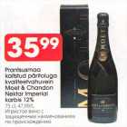 Allahindlus - Prantsusmaa
kaitstud päritoluga
kvaliteetvahuvein
Moet & Chondon
Nektar Imperial
karbis I2%, 75 cl