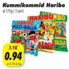 Kummikommid Haribo al 175g/3 sorti