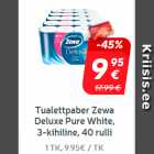 Магазин:Hüper Rimi, Rimi, Mini Rimi,Скидка:Туалетная бумага Zewa Deluxe Pure White,
3-слойный, 40 рулонов
