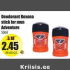 Allahindlus - Deodorant Rexona
stick for men
Adventure
50ml