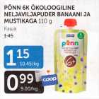 PÕNN 6K ÖKOLOOGILINE NELJAVILJAPUDER BANAANI JA MUSTIKAGA 110 G