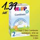 Allahindlus - Hipp 2 Bio Combiotic
vedelpiim, 450 ml