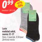 Laste madalad sokid, suurus 32-37