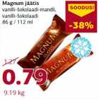 Allahindlus - Magnum jäätis vanilli-šokolaadi-mandli, vanilli-šokolaadi 86 g / 112 ml