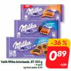 Allahindlus - Valik Milka šokolaade, 87-100 g
