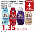 Schauma šampoon ja palsam meestele, color, cotton fresh, repair & care 200 ml