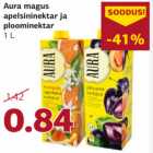 Сладкий
апельсиновый нектар и
сливовый нектар Aura
1 л