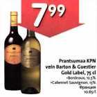 Prantsumaa KPN vеin Ваrtоn & Guestier Gold Label,75 cl .Bordeaux, l2,5% .Cabernet Sauvignon, l3%