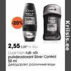 Allahindlus - Dove Men rull- või pulkdeodorant Silver Control 50 ml