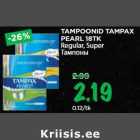 Allahindlus - TAMPOONID TAMPAX
PEARL 18TK
Regular, Super