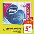 Tualettpaber Zewa Deluxe
Pure White, 3-kihiline, 24 rulli
