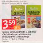 Allahindlus - Granola sarapuupähklite ja datlitega või röstitud supermüsli vaarika, sarapuupähkli ja rabarberiga