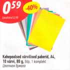 Kahepoolsed värvilised paberid, A4, 10 värvi, 80 g