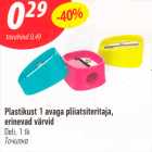 Plastikust 1 avaga pliiatsiteritaja, erinevad värvid