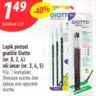 Allahindlus - Lapik pintsel guašile Giotto (nr.0,2,4) või ümar (nr.3,4,5) Fila, 1 komplekt