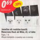 Jooneline või ruuduline kaustik Monocromo Black või White, A5, 42 lehte
