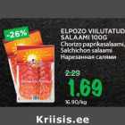 ELPOZO VIILUTATUD SALAAMI 100G
Chorizo paprikasalaami, Salchichon salaami