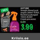 GOT2BE Straight Ahead juuksesprei 200ml 19.95/l, Rockinit juuksegeel 150ml 26.60/l