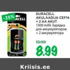 DURACELL 
AKULAADIJA CEF14 
+ 2 AA AKUT 
1300 mAh
