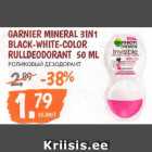 Allahindlus - GARNIER MINERAL 3IN1
BLACK-WHITE-COLOR
RULLDEODORANT 50 ML