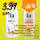 .Fa dušigeel-ihupiim 2 in1 Pomegranate, 750 ml .Fa dušigeel Moisturizing, 750 ml