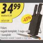 Allahindlus - Fiskars nugade komplekt,5 nuga+alus