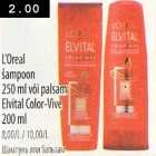 L`Oreal šampoon või palsam Elvital Color-Vive