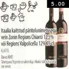 Itaalia vein Zonin Regions Chianti või Regions Valpolicella