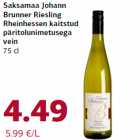 Saksamaa Johann
Brunner Riesling
Rheinhessen kaitstud
päritolunimetusega
vein
75 cl