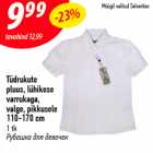 Tüdrukute
pluus, lühikese
varrukaga,
valge, pikkusele