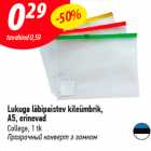 Lukuga läbipaistev kileümbrik,
A5, erinevad
College, 1 tk